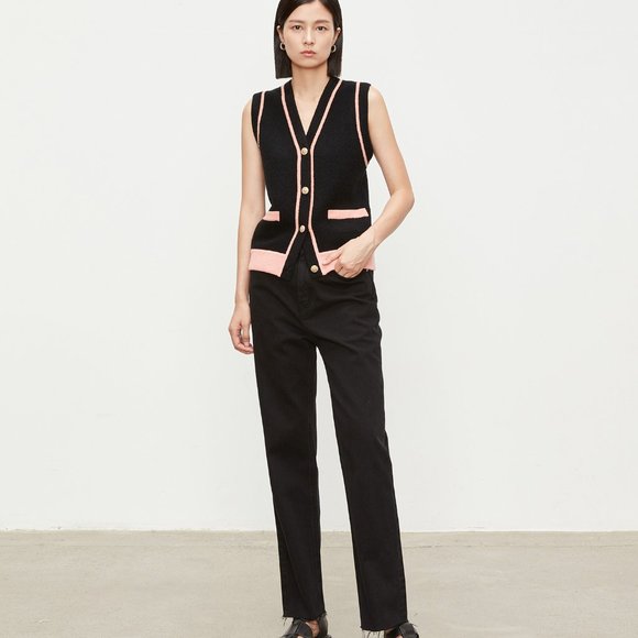 CHICJOC Women Wool and Cashmere Blended Vest with Contrasting colors siz… - Picture 3 of 11